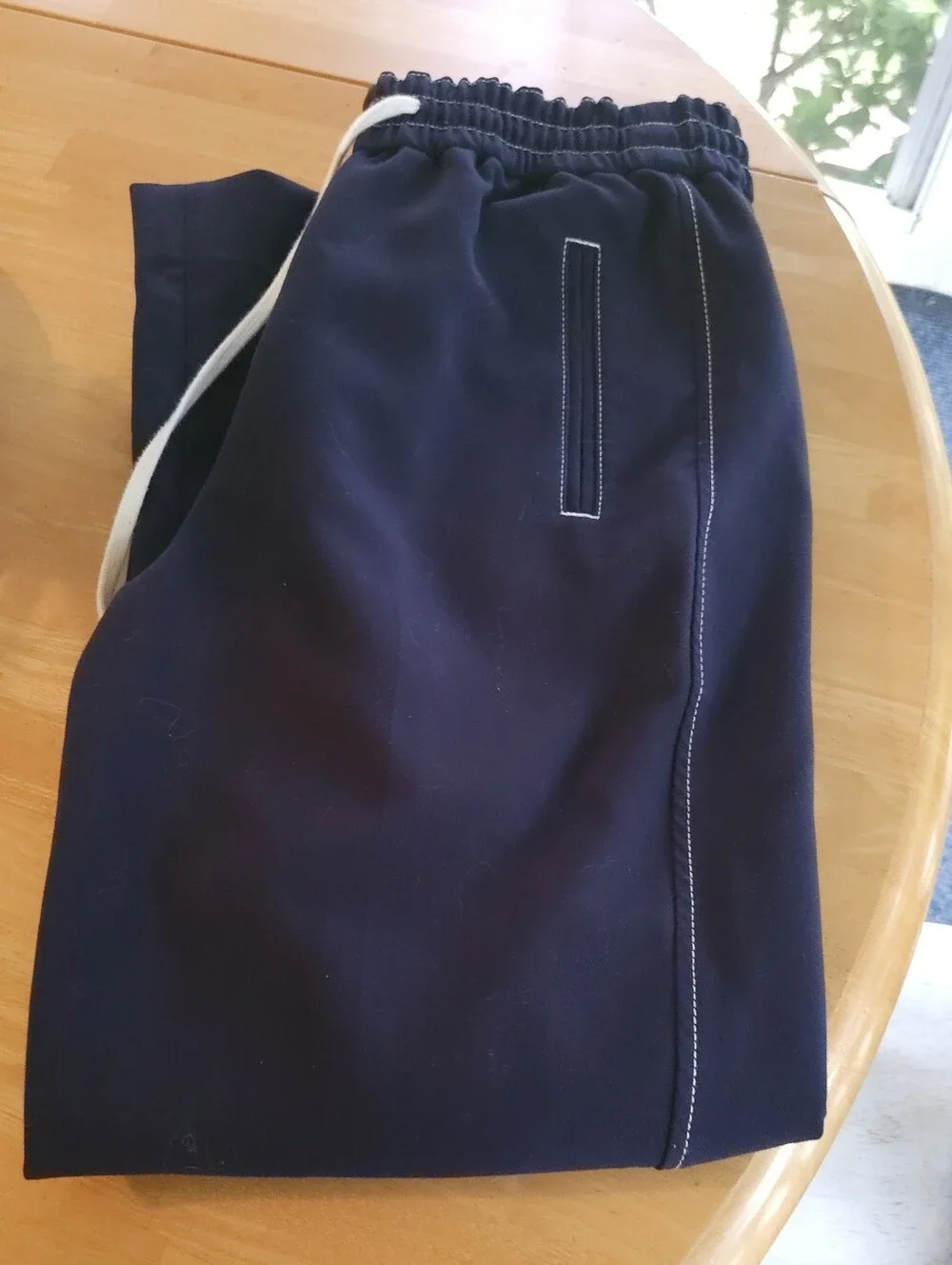 J. Crew Navy Blue Drawstring Elastic Waist Pants Size M Contrast Stitching Jogge